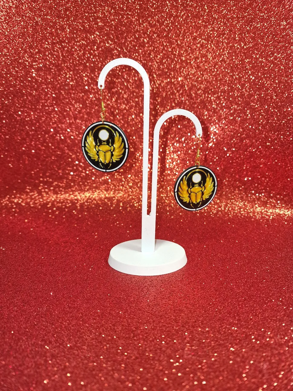 Sacred scarab earrings view 3
