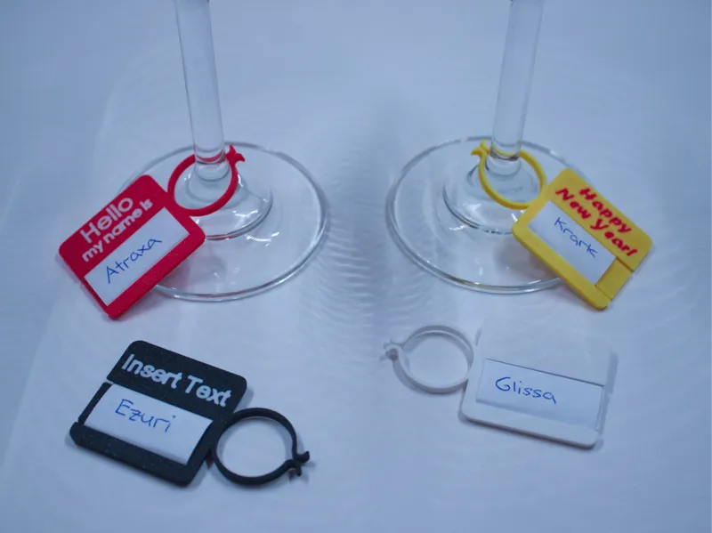 Reusable Paper Name Tag for Champagne & Wine Glass