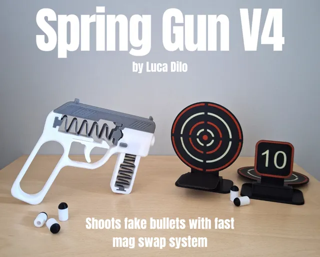 Spring Gun V4 - Shoots fake bullets with magazine