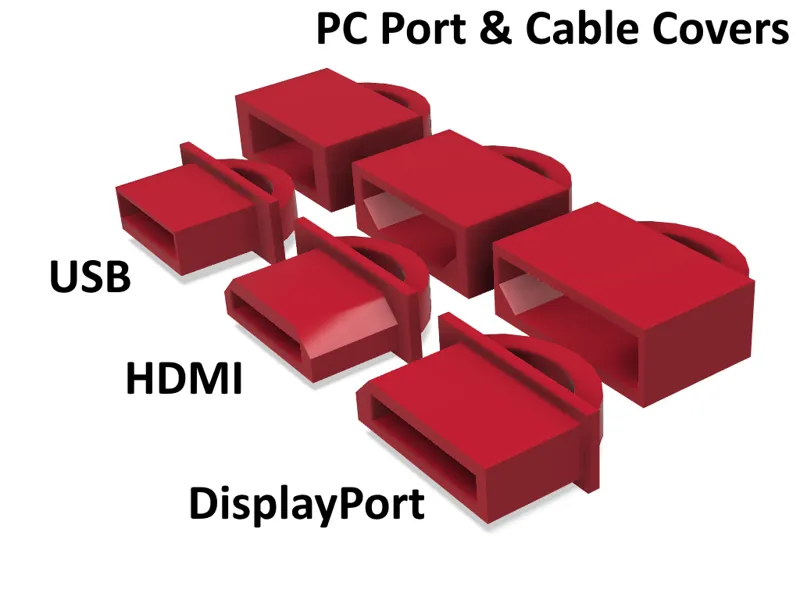 Computer port and cable covers, USB, DP, HDMI