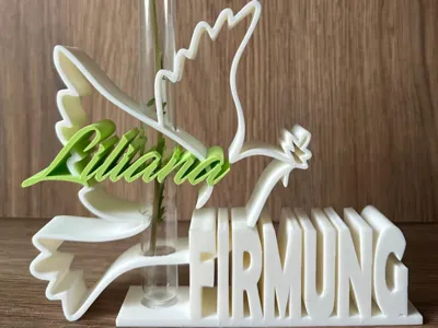 Confirmation Table Decoration with Name & Vase - Liliana