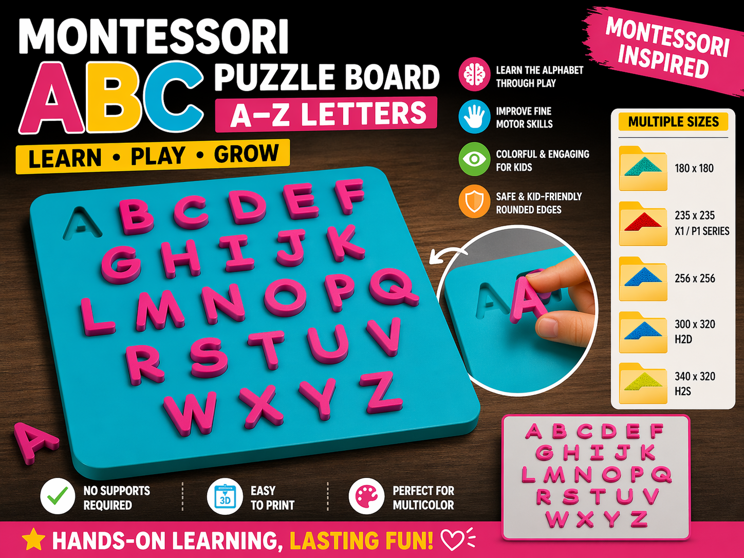 Montessori ABC Puzzle Board (A–Z Letters)