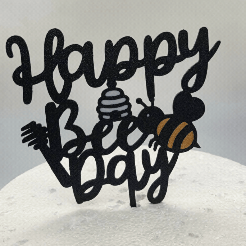 Happy Bee day 3 colours cake topper 