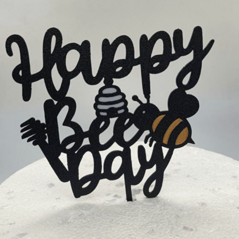Happy Bee day 3 colours cake topper 