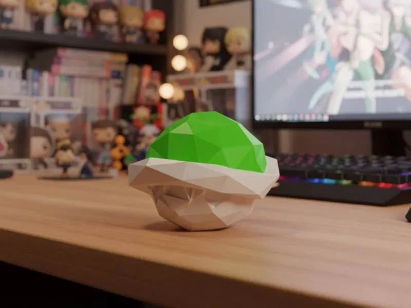 Green turtle shell Mario Kart Low Poly