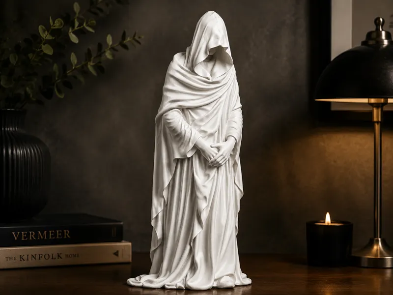 Silent Monk Statue | Hooded Robe Sculpture Decor