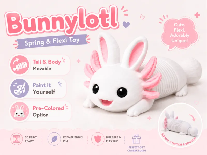 Bunnylotl Spring Flexi Toy Clicker Fidget Bouncy