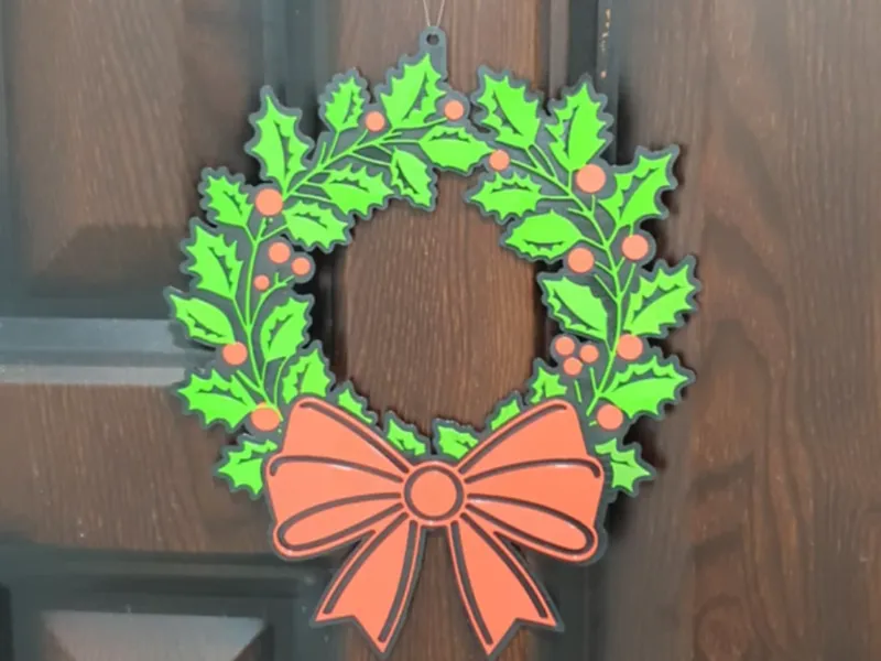 Christmas Wreath with Bow 3D Printable Decoration