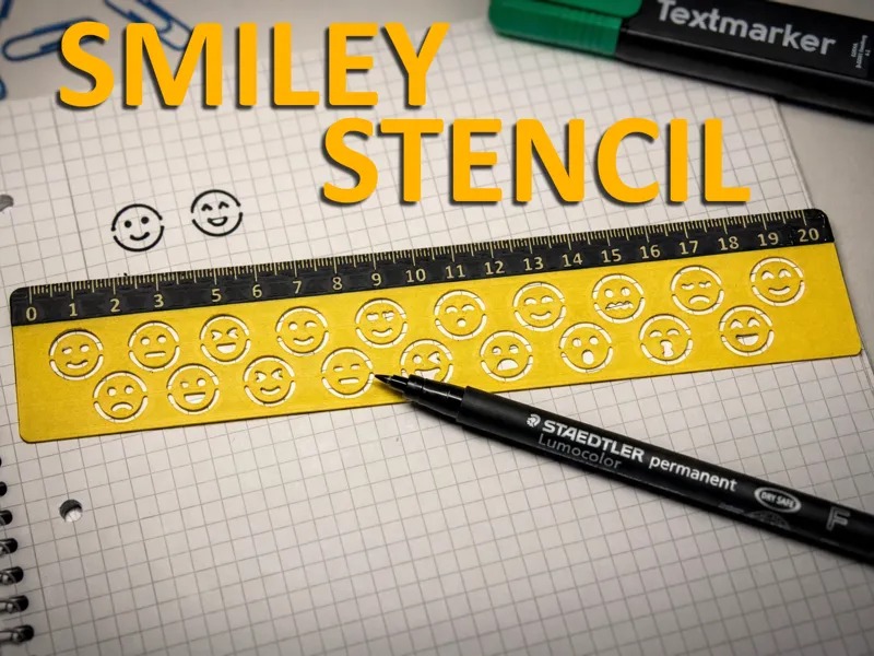 Smiley Stencil/Ruler Template for School/Notes
