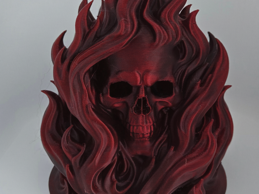 Flaming Skull Sculpture - Skull Display Piece