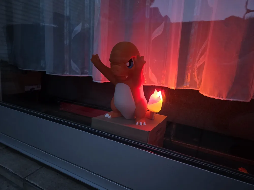 Window Charmander with LED Flame Pokemon - Free 3D Print Model - MakerWorld
