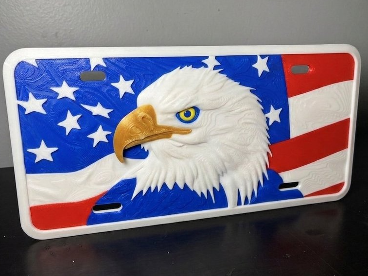 Eagle & Flag Front Vanity License Plate Cover Tag