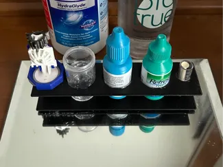 Hard contact lens organizer - holder for eye drops