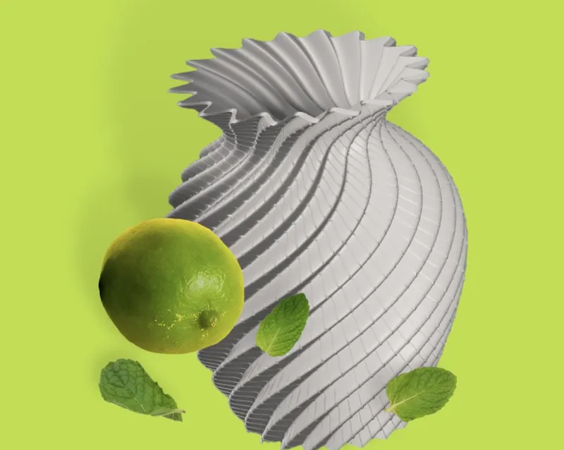 Sculptural Ribbed Vase Design for 3D Printing