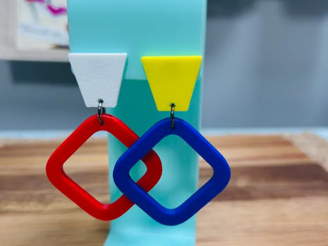 retro abstract colorful funky earrings