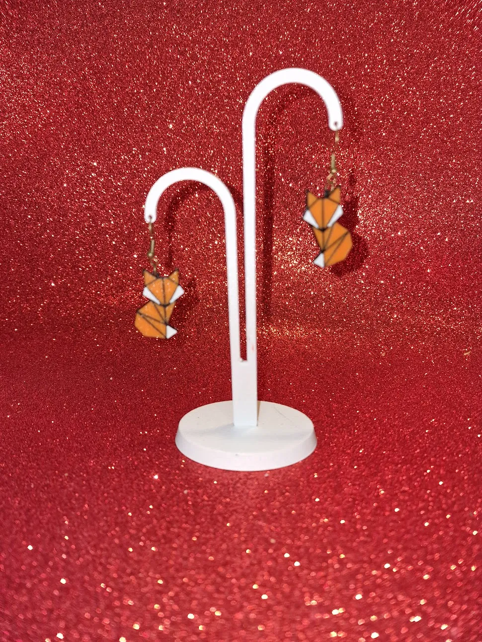 Low poly fox earrings view 3