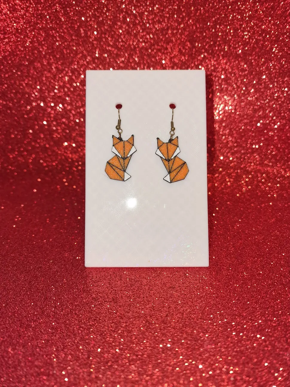 Low poly fox earrings view 2