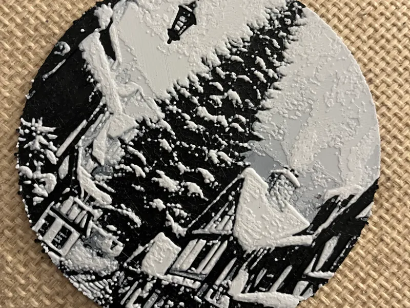 Christmas ladscape Hueforge decoration