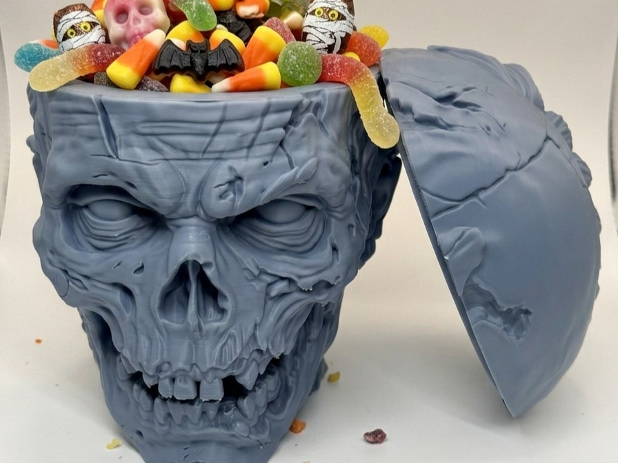 Zombie Head Candy Bowl with Lid - 1
