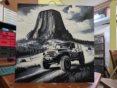 Devils Tower Jeep HueForge V2