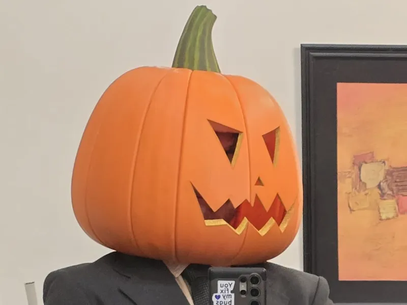 Dwights pumpkin mask