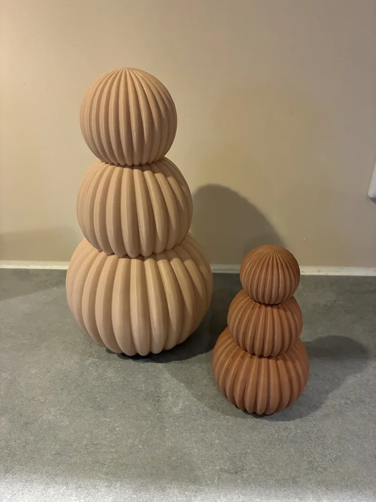 Japandi Snowman Minimalist Ribbed Christmas Decor - Free 3D Print Model ...