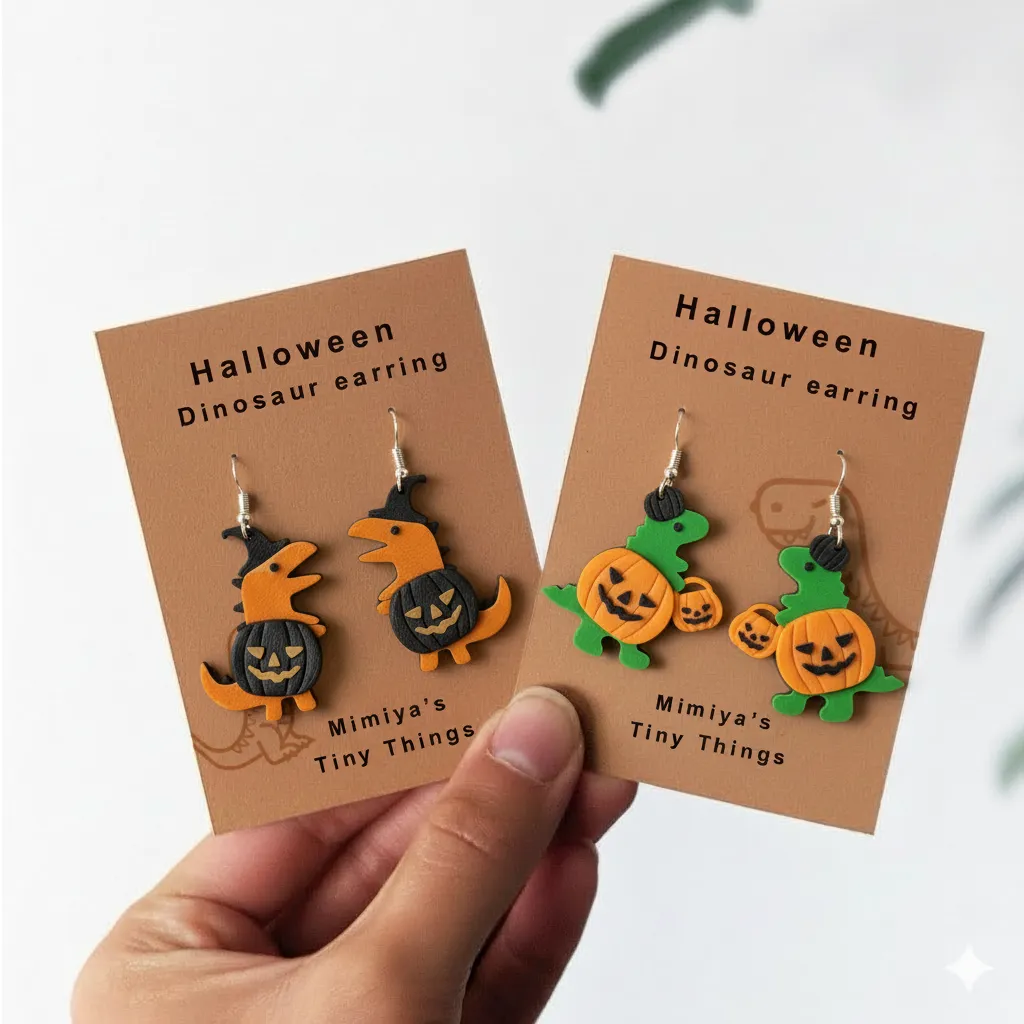 Dino’s Halloween Masquerade earring view 2
