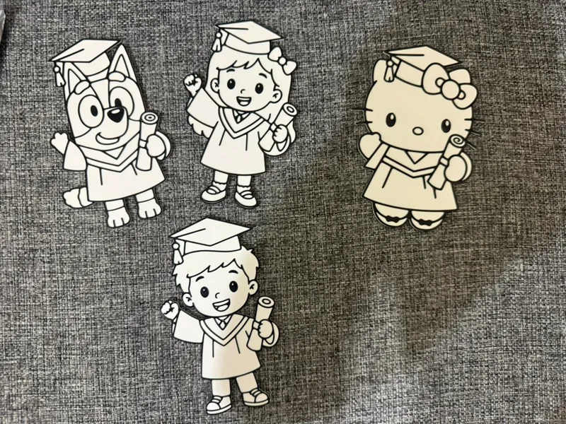 graduation coloring set diy bluey and hello kitty