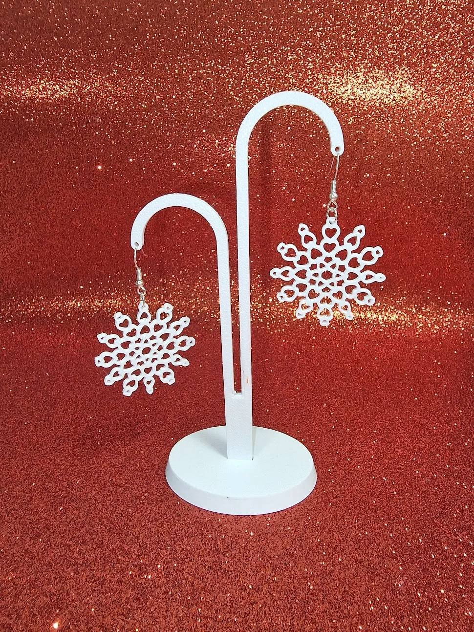 Snowflake heart earrings view 3