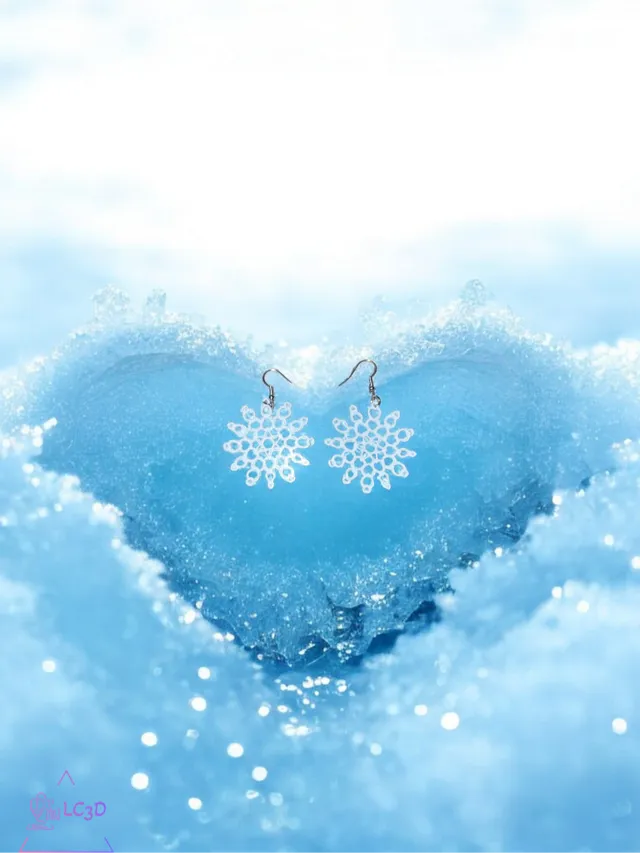 Snowflake heart earrings
