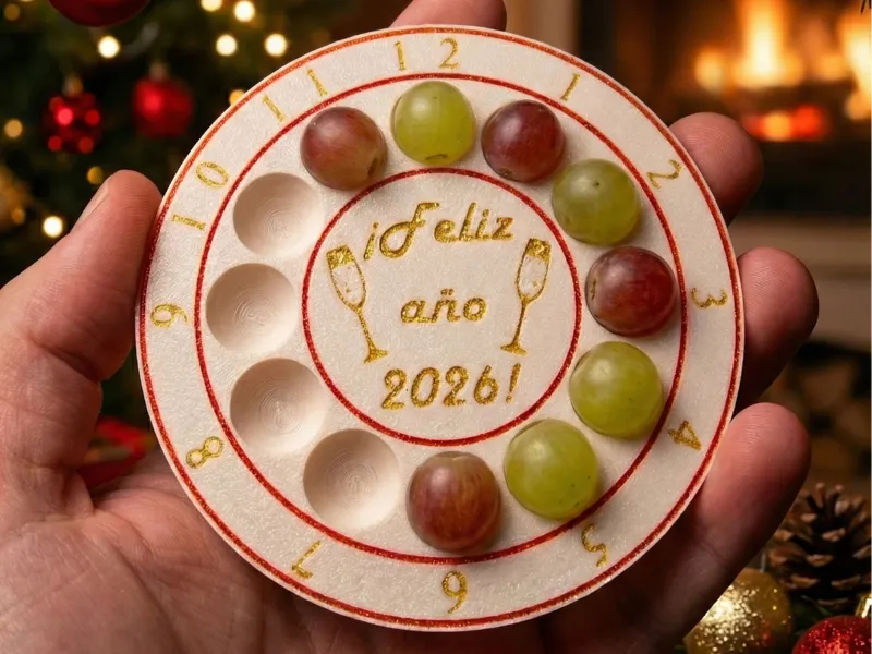 Plato 12 uvas ¡Feliz año 2026!