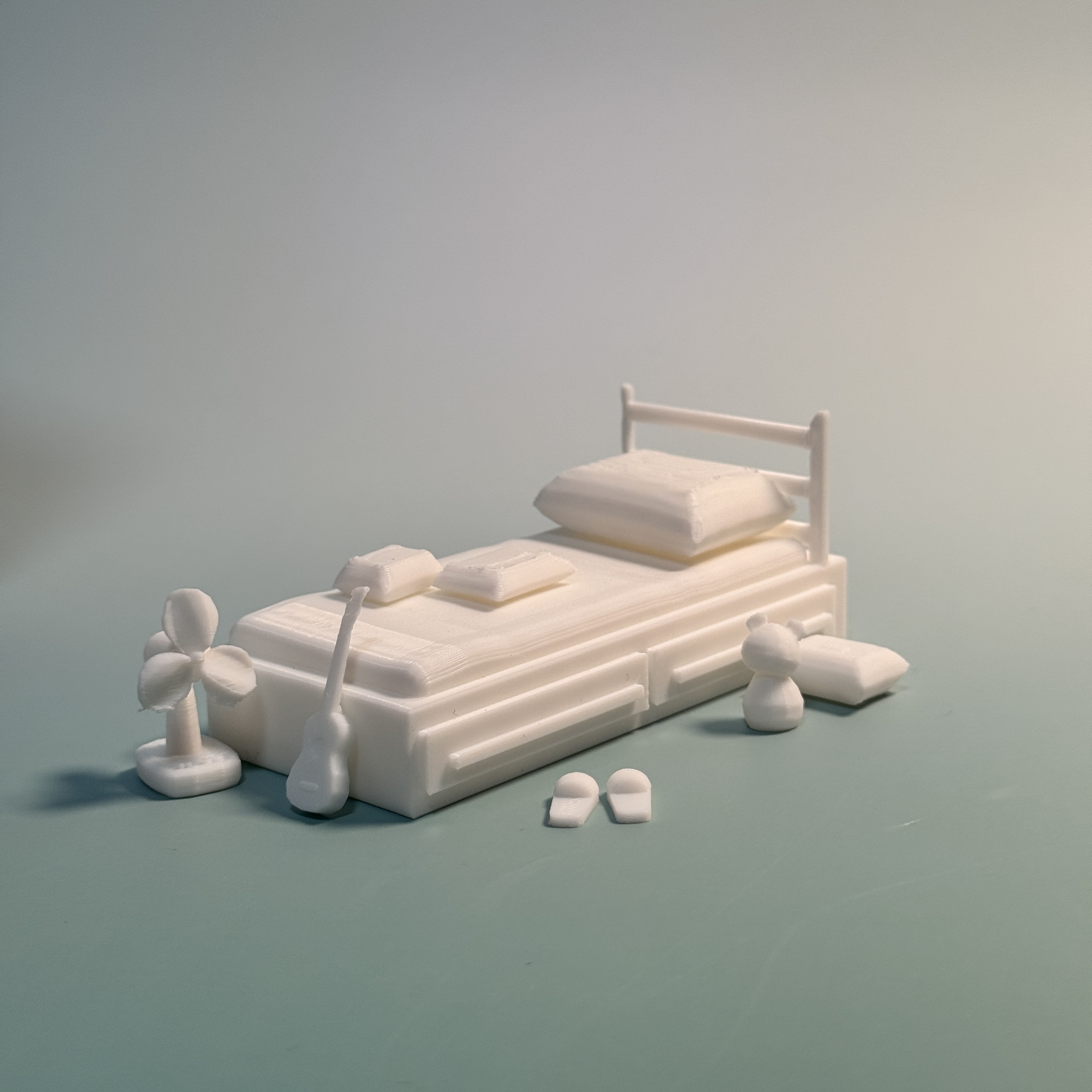 Miniatura 2 do modelo 3D 微缩模型迷你双层屋（尺寸 17至17cm）微缩家具 迷你世界 可爱小屋 房间 摆件 