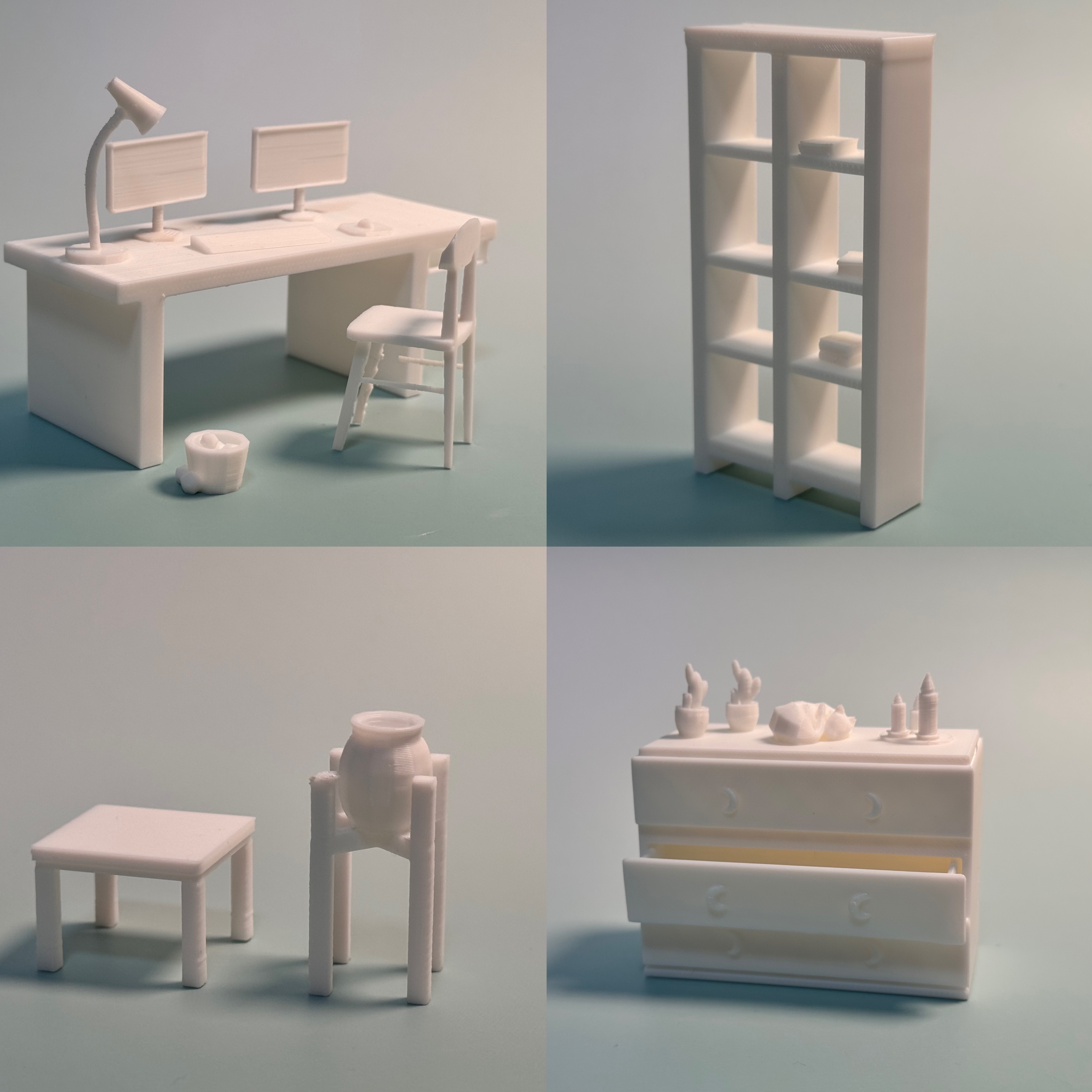 Miniatura 5 do modelo 3D 微缩模型迷你双层屋（尺寸 17至17cm）微缩家具 迷你世界 可爱小屋 房间 摆件 