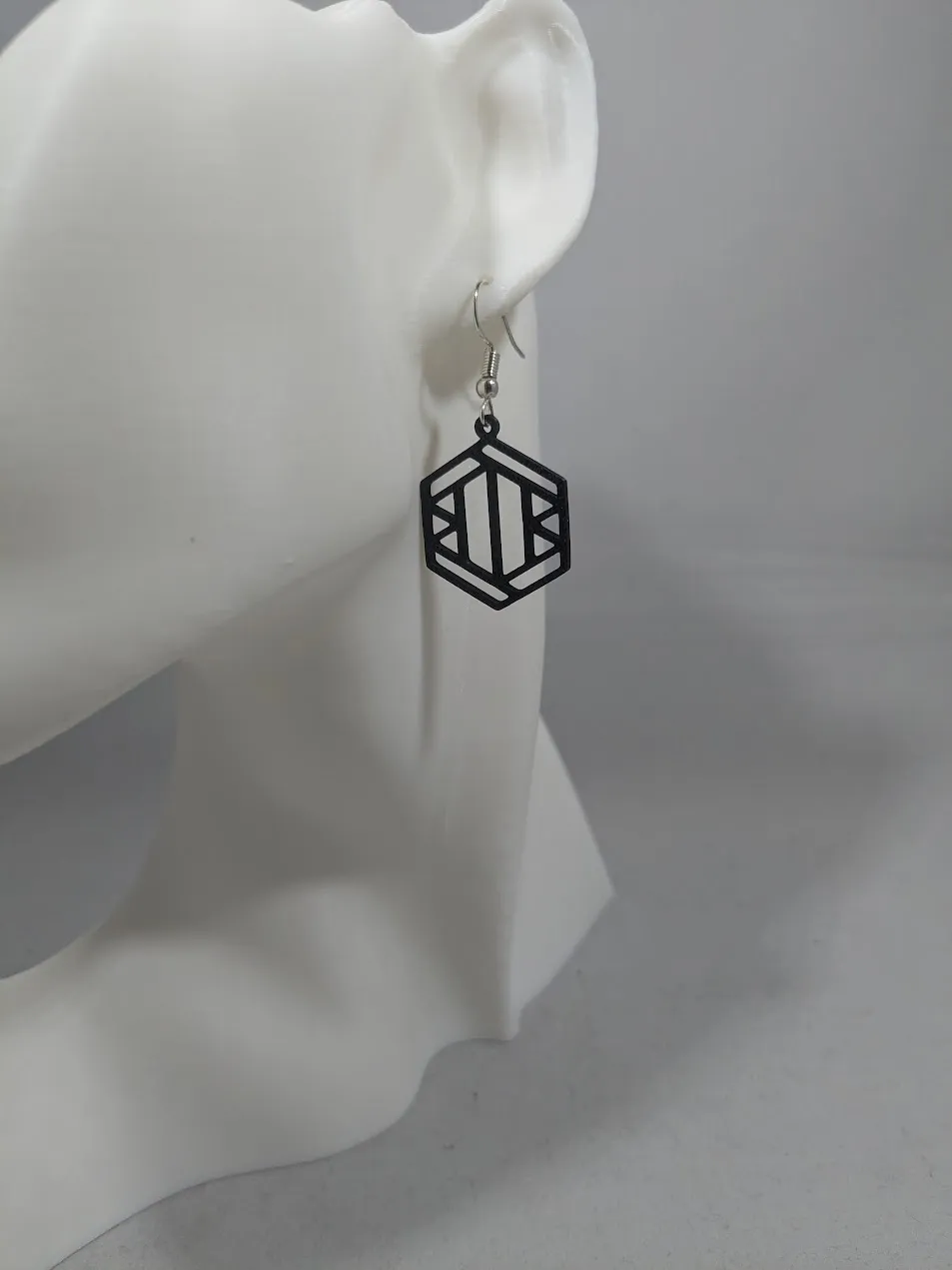 Abstract earrings - hexagon view 3