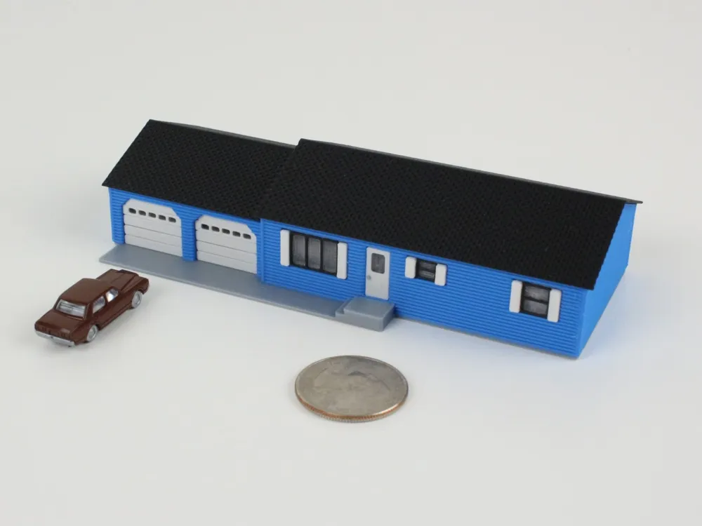 Scale Model Ranch House 1:160 N Scale Ranch House with Attached Garage - Free 3D Print Model ...
