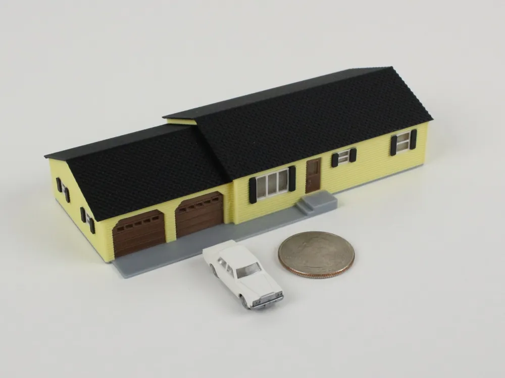 Scale Model Ranch House 1:160 N Scale Ranch House with Attached Garage - Free 3D Print Model ...