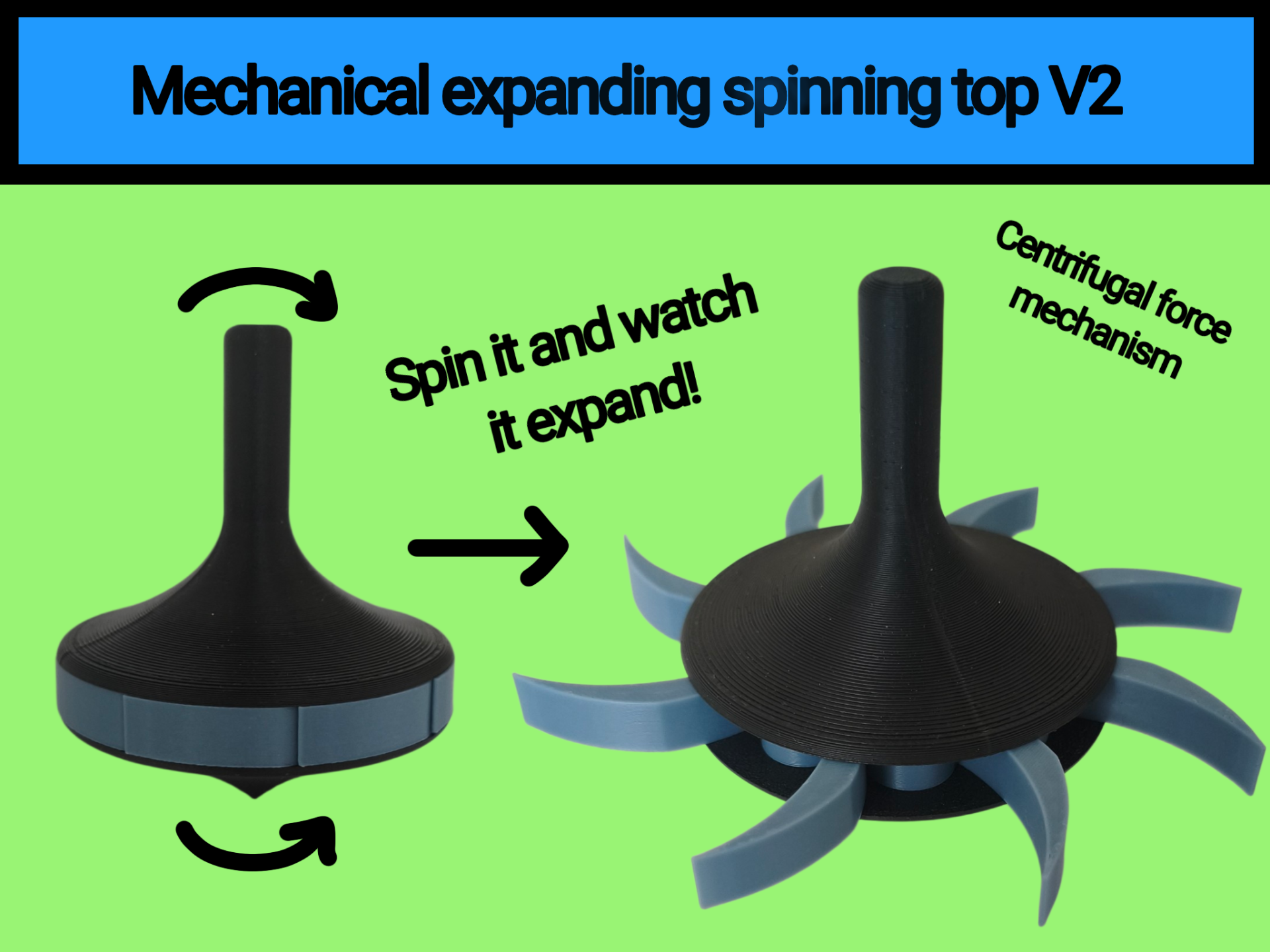 Mechanical expanding spinning top V2
