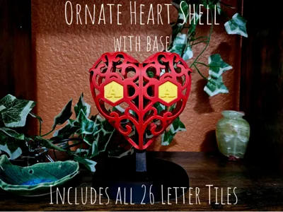Ornate Heart Shell with Initial Inserts