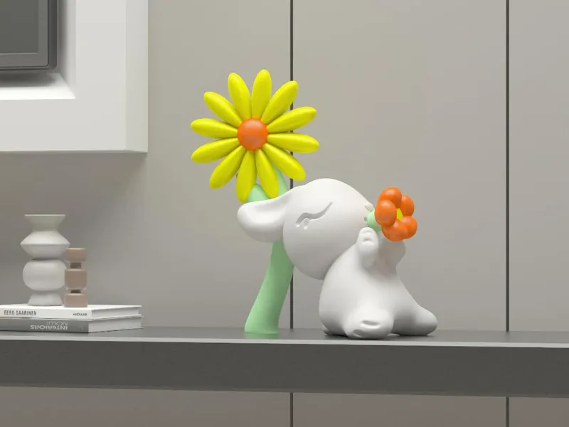 Easter bunny with daisy ornaments