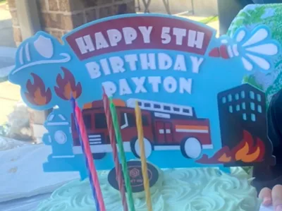 Personalized Fire Truck Cake Topper