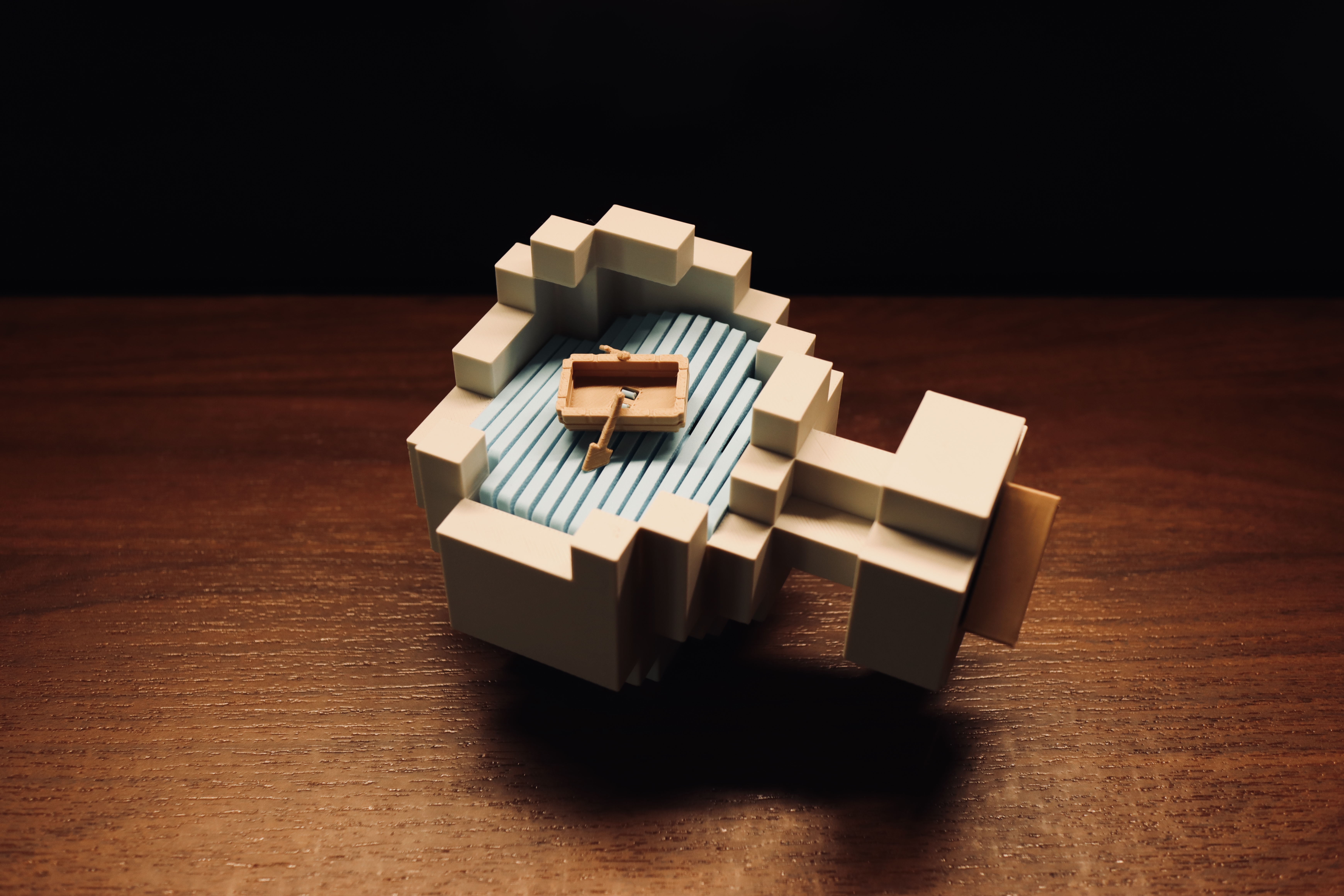 Miniatura 1 do modelo 3D 【Minecraft瓶中船】波浪可动！漂浮小船！ 桌面摆件！