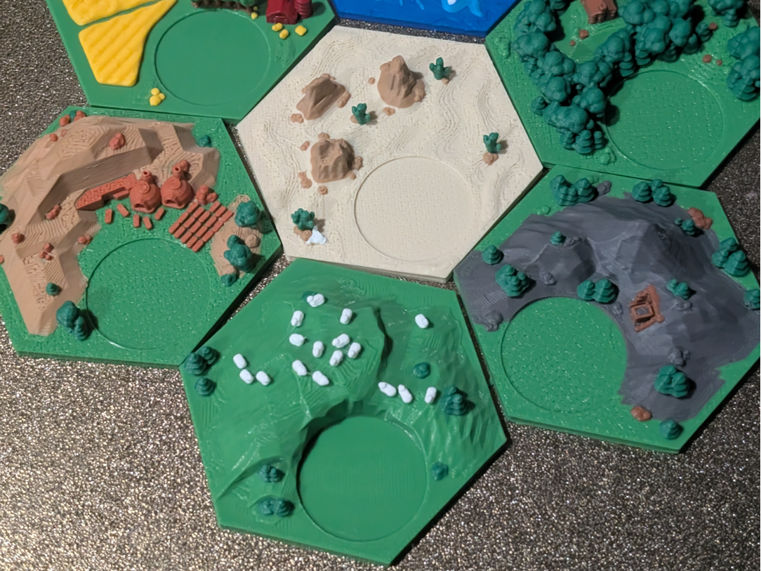 Settlers of Catan 3D board tiles 4+ colors &Easy 7