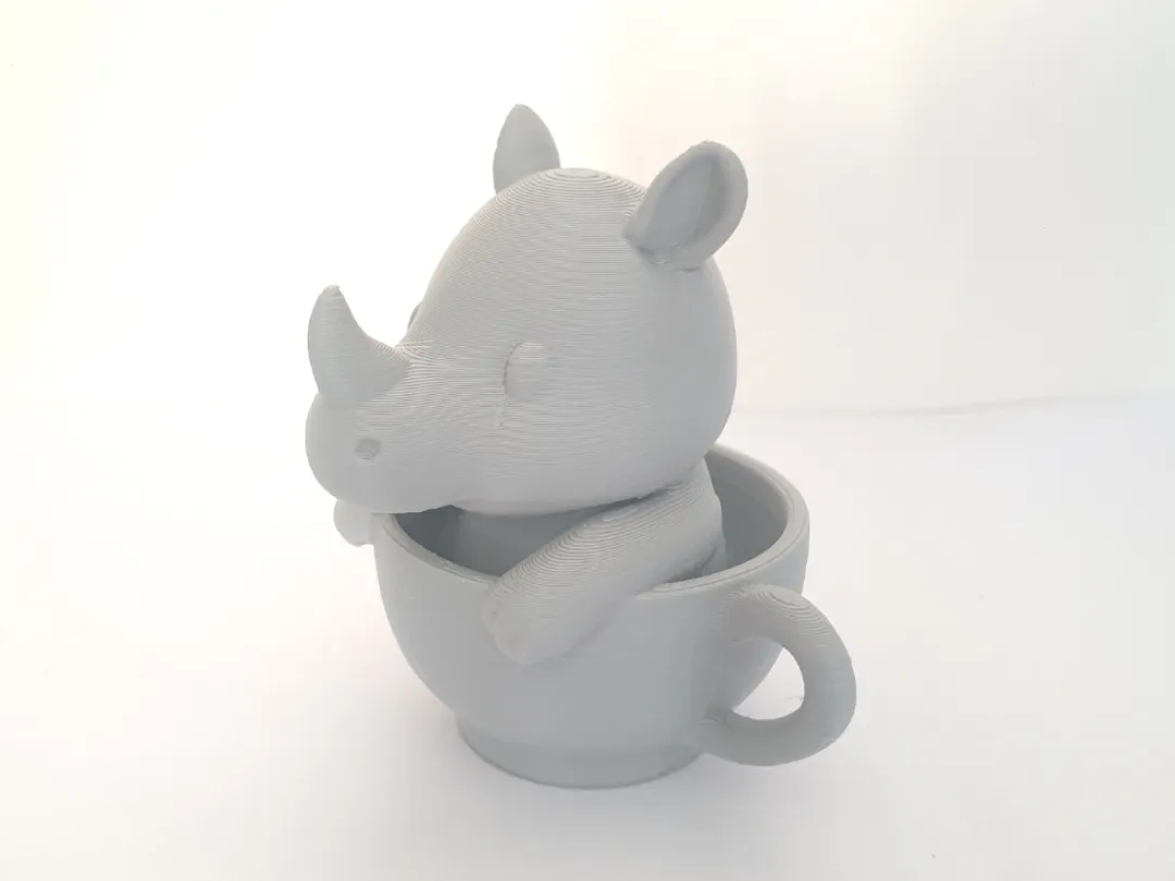 Cute Rhino in Cup - Free 3D Print Model - MakerWorld