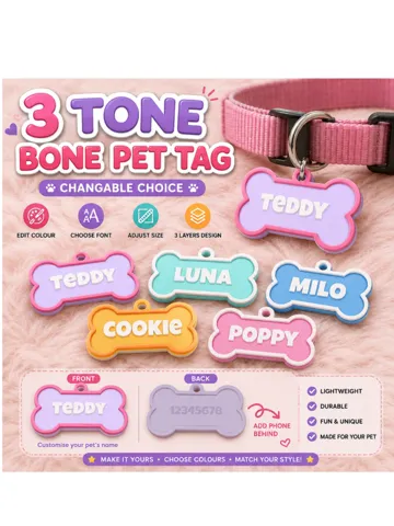 Llavero: 3 Tone Parametric Name Keychain Pet tag Dog — vista de referencia 2