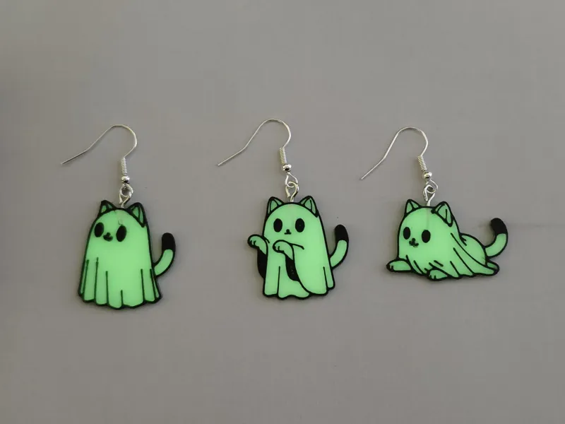 Cat Ghost Halloween Earrings