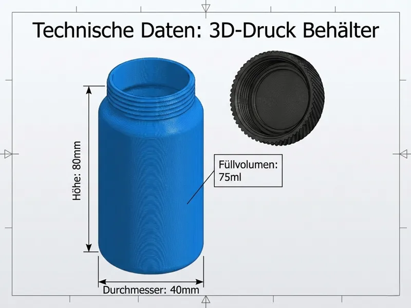 Behälter 75ml mit Schraubdeckel, Auslaufsicher