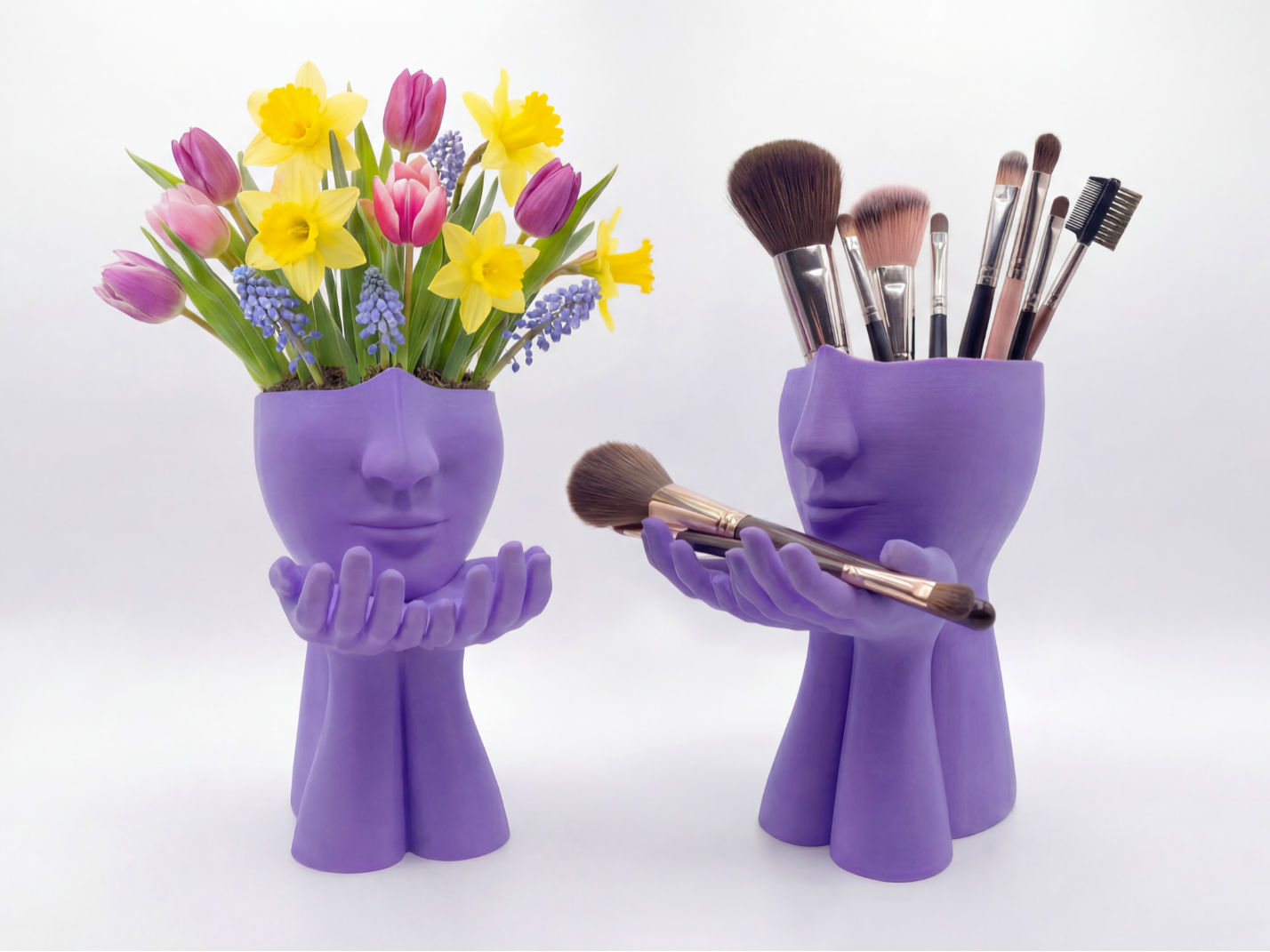 Face Sculpture Vase – Hands | Makeup Brush Holder