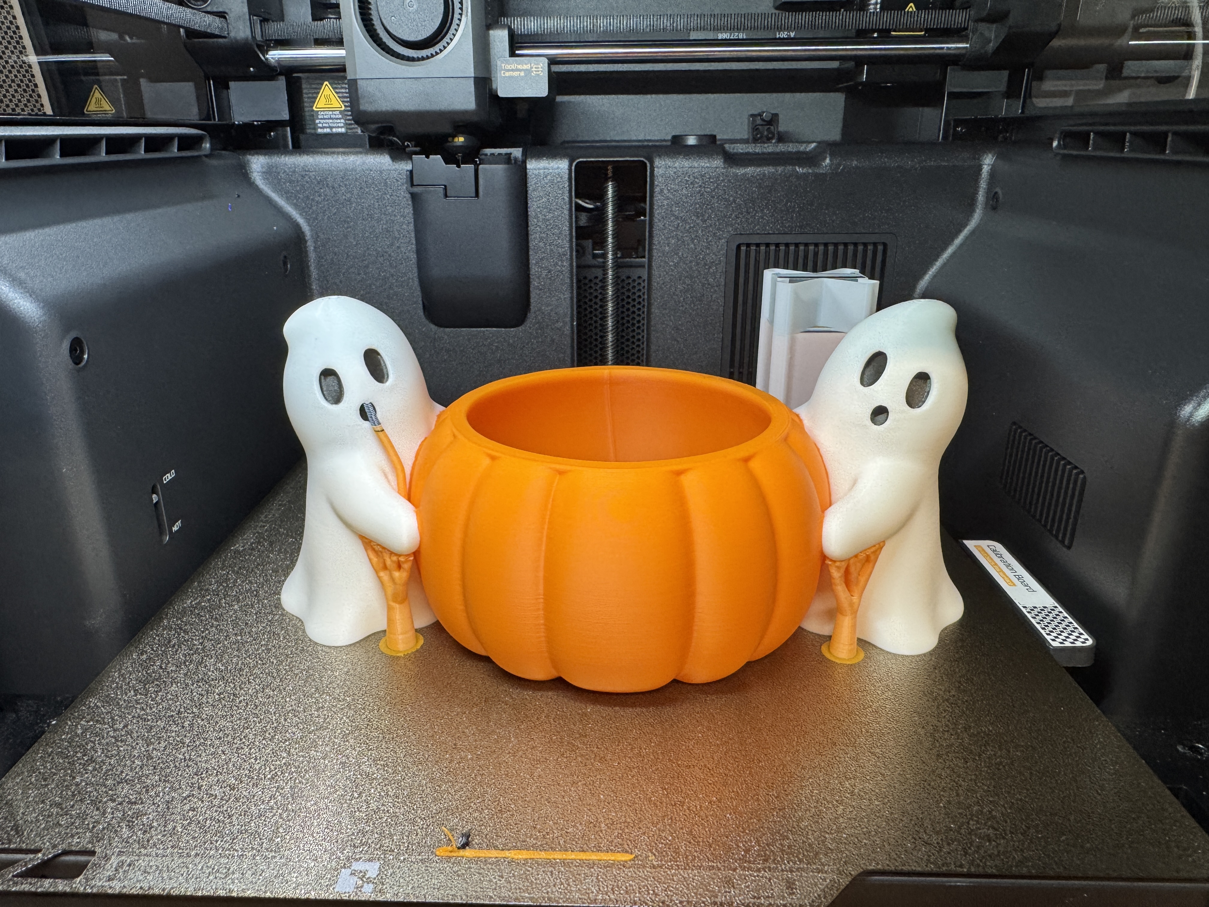 Ghost Duo with Pumpkin Candy Bowl Halloween decor - 1