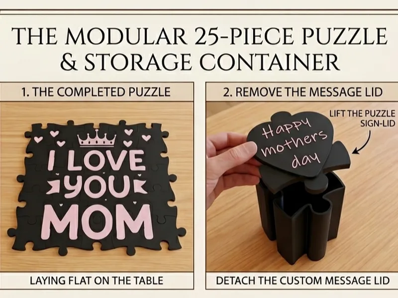 Modular 25-Piece Puzzle &Container: Mother's Day