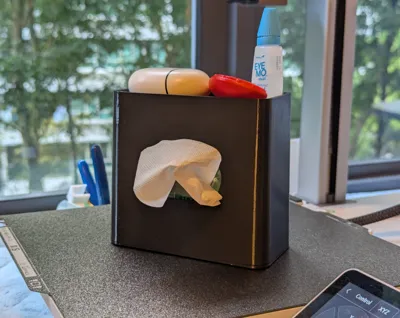 Vertical Tissue Box with Storage Tray
